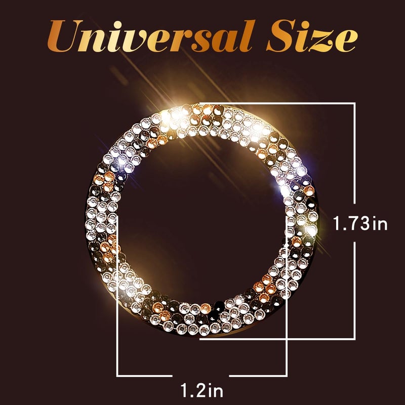Murimt 3 Circles of 160 Rhinestones Bling Car Push Start Button Cover Accessories for Women - Emblem Sticker Decoration Ring & Knob - Image 2